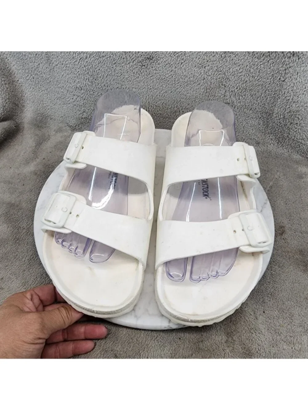 Birkenstock Shoes Mens EU 44 US 11-11.5 Arizona Essential White Sandals *Read*